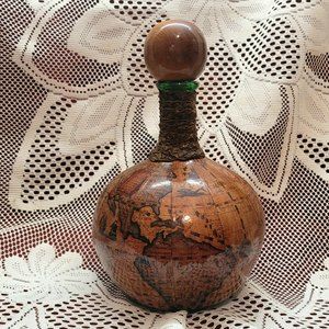 Vintage Leather World Map Decanter